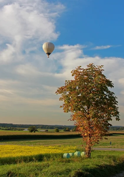 Paisaje rural y globo aerostático —  Fotos de Stock