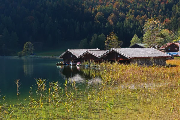 Lake lautersee with boathouses — стоковое фото