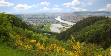 dağlık manzara ve mosel Nehri görünümüne 