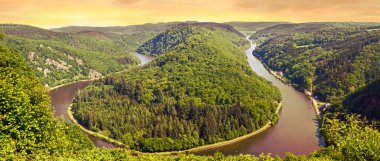 Saar River, gün batımı ünlü gözetleme noktası nehir bend ile