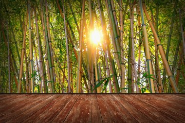 room with bamboo wallpaper clipart