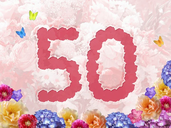 Number 50, flower background — Stok fotoğraf