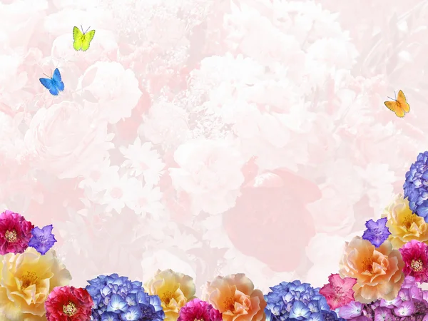 Floraler Hintergrund mit Blumenrahmen — Stockfoto