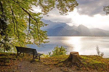 idyllic tranquil place at the lakeside walchensee, upper bavaria clipart