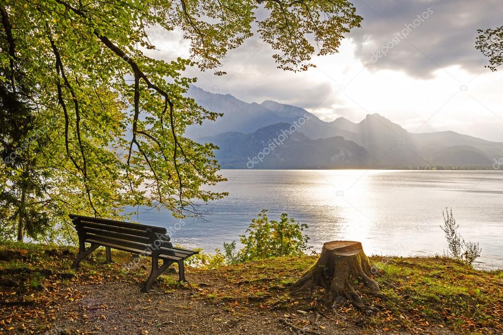 idyllic tranquil place at the lakeside walchensee, upper bavaria