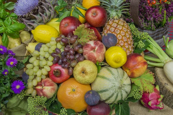 水果和鲜花的感恩节饰 — 图库照片