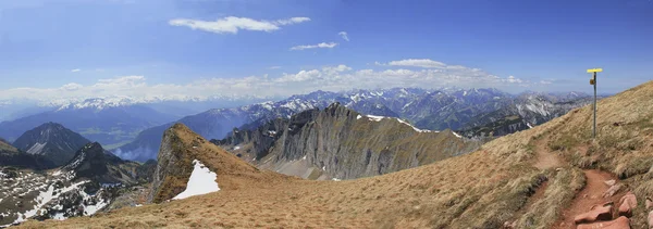 View from rofan mountains at springtime — Stock Photo, Image