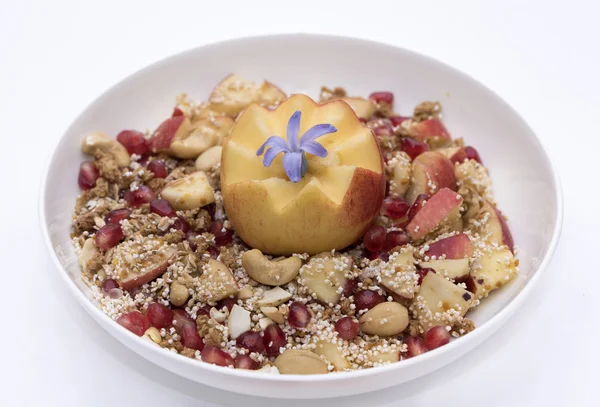 Power muesli with amaranth, cashew, apple and pomegranate kernel — Stock Photo, Image