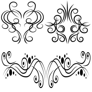 Siyah soyut çiçek dövmesi elementleri.