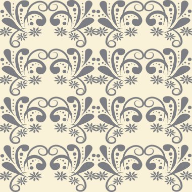 Soyut gri çiçekli elementler pürüzsüz desen.