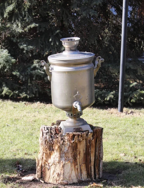 Vintage old Russian samovar isolated.