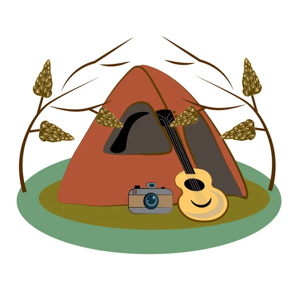Camping Voyage Tourisme Print — Image vectorielle