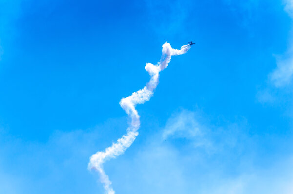 Acrobat Aircraft attack in turbo fly on the sky