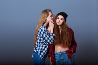 Sırlarını anlatmaya iki mutlu genç kız arkadaşım. Kız sürpriz