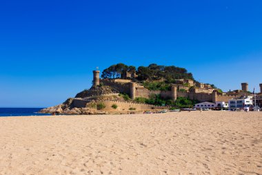 Kale manzaralı tossa de mar, costa brava, İspanya