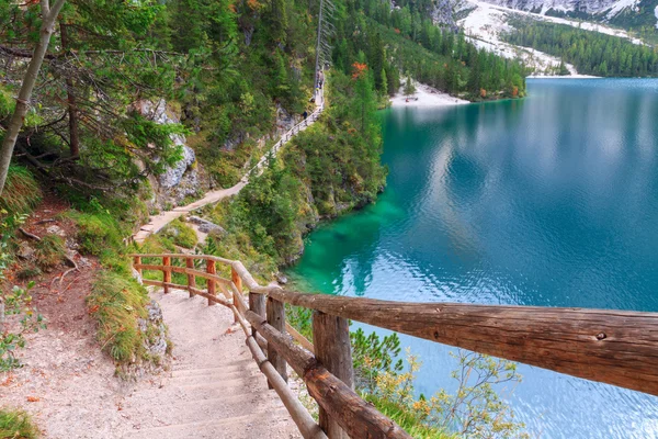 Braies lake in the Dolomites — Stock Photo, Image