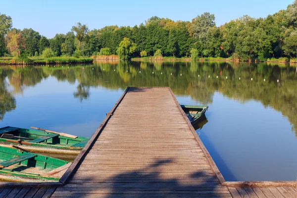 Jetée en bois sur le lac — Photo