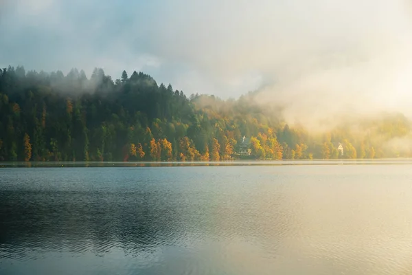 Berühmter Bleder See Triglav Nationalpark Den Julischen Alpen Mit Einem — Stockfoto