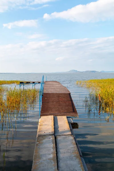 Beau Panorama Lac Balaton Près Ville Fonyod Arrière Plan Les — Photo