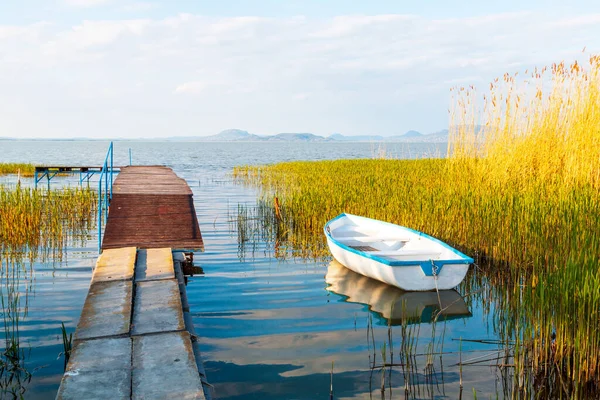 Beau Panorama Lac Balaton Près Ville Fonyod Arrière Plan Les — Photo