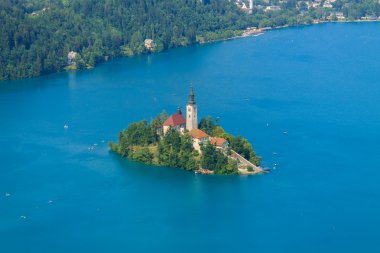 Lake Bled and the island with the church summer  clipart