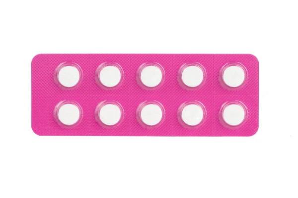 Pink  blister pack on white background — Stock Photo, Image