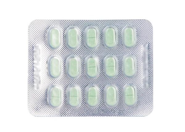Grüne Tablette in Blisterverpackung — Stockfoto