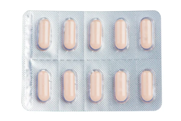 Tablette mit langer Form in Blisterverpackung — Stockfoto
