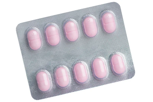 Różowy tabletek w blistrze — Zdjęcie stockowe