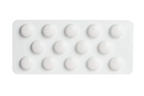 Embalagem blister branca mostrar conceito de medicamento — Fotografia de Stock