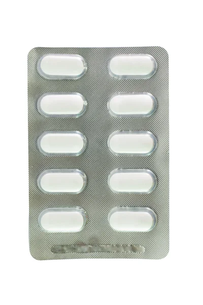 Witte tablet in blisterverpakking — Stockfoto