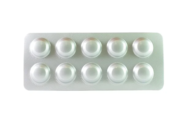 Aluminum blister pack on white — Stock Photo, Image