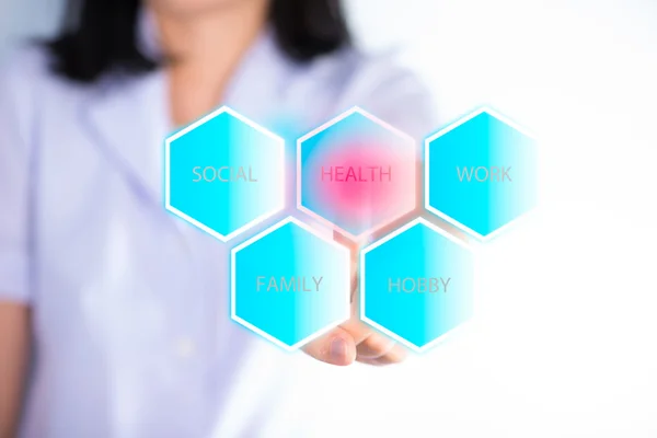 Nurse pressing "HEALTH" bottom show select health first piority — Stock Photo, Image