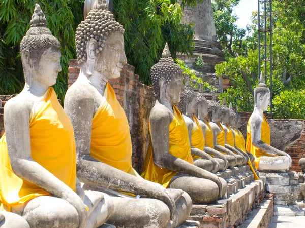 Ancient Buddha at Wat Yai Chai Mongkhon of Ayuthaya, Thailand — Stock Photo, Image