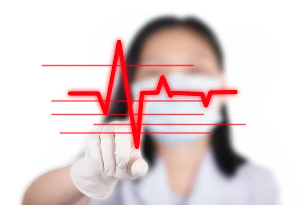 Nurse pressing cardiogram show cardiology concept — Stock Photo, Image