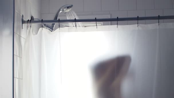 Showering Woman Silhouette — Stock Video