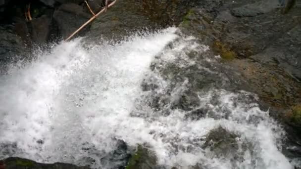 Вид на водопад в горах — стоковое видео