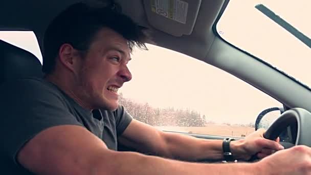 Slow Motion Road Gniew agresywnego kierowcy — Wideo stockowe