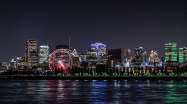 Montreal Şehir Merkezinin Işıkları Sineması Gece Zaman Çizelgesi