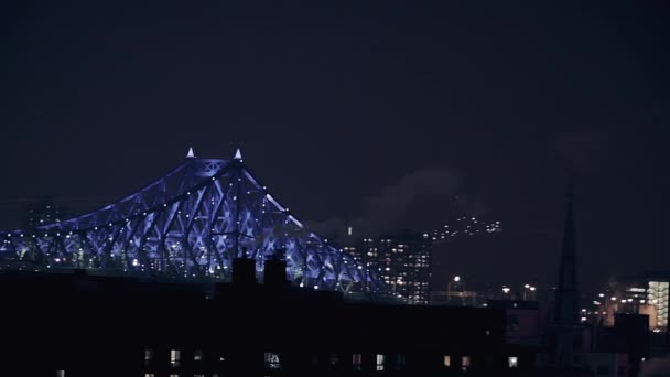 Montreal Jacques-Cartier Bridge Nachtbeleuchtung Animation — Stockvideo