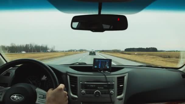 Timelapse de invierno desde el interior de un coche a través de autopistas en Quebec — Vídeo de stock