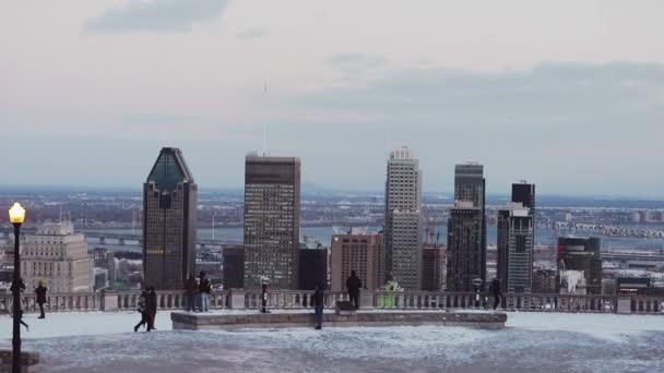 Inverno Alta Vista del centro di Montreal Edifici — Video Stock