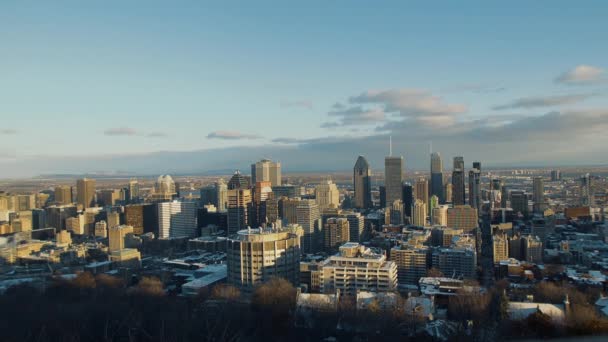 Inverno Alta Vista dal Monte Reale del Centro di Montreal Edifici — Video Stock