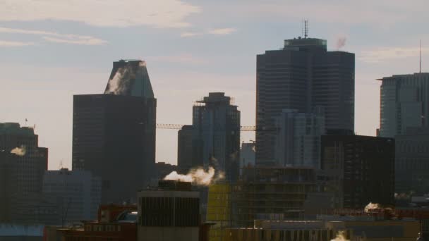 Inverno Alta Vista del centro di Montreal Edifici — Video Stock