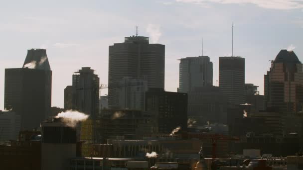 Inverno Alta Vista del centro di Montreal Edifici — Video Stock