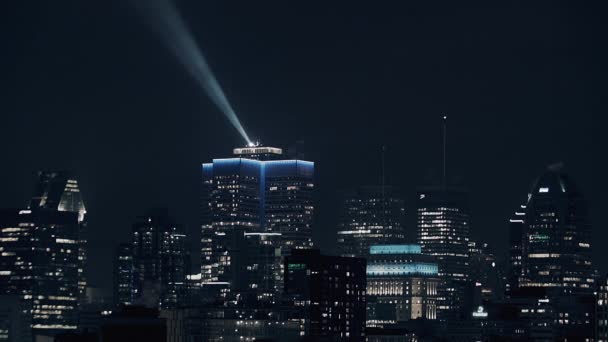 Downtown Montreal Towers Lights during Dark Night of Winter — Stock Video