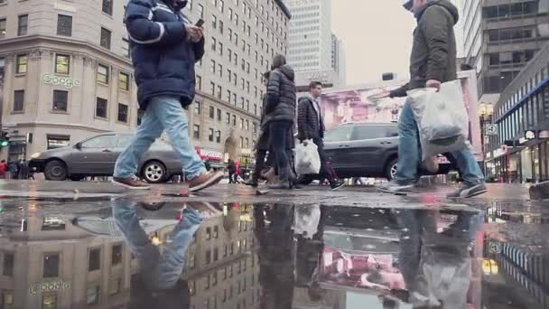 Slow Motion Xmas Shopping in Montreal — Stock Video