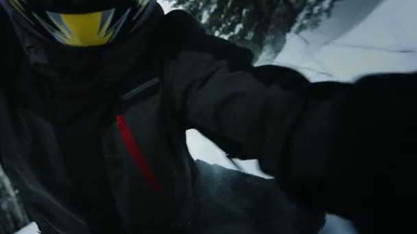 Snowmobile Driver ficando preso — Vídeo de Stock