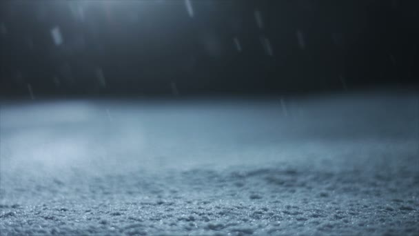 4k snöstorm under en mycket mörk natt i vinter — Stockvideo