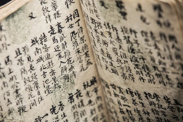 Nahaufnahme eines alten Kalligraphie-Buches — Stockfoto